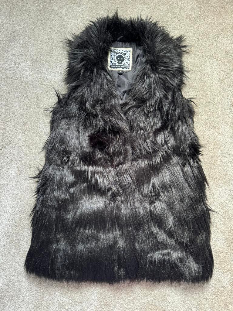 Zwarte bont bodywarmer maat S fake fur bont, Ophalen of Verzenden, Zo goed als nieuw, Maat 36 (S), Zwart