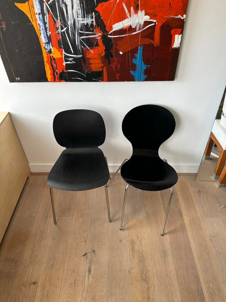 2 Zwarte Houten Stoelen - Modern Design, Ophalen, Gebruikt, Twee, Zwart