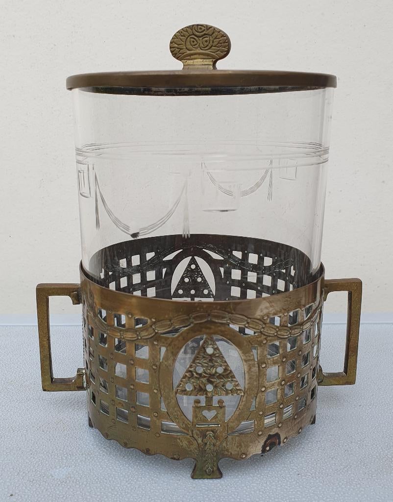 Kristallen pot in houder Wiener Werkstätte art deco, Antiek en Kunst, Verzenden, Koper