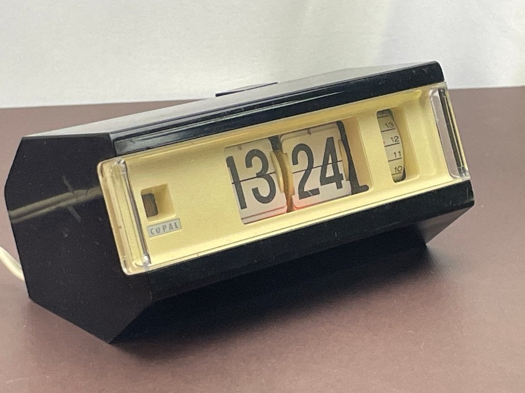 Copal 227 flip alarm clock vintage wekker (zwart), Ophalen of Verzenden