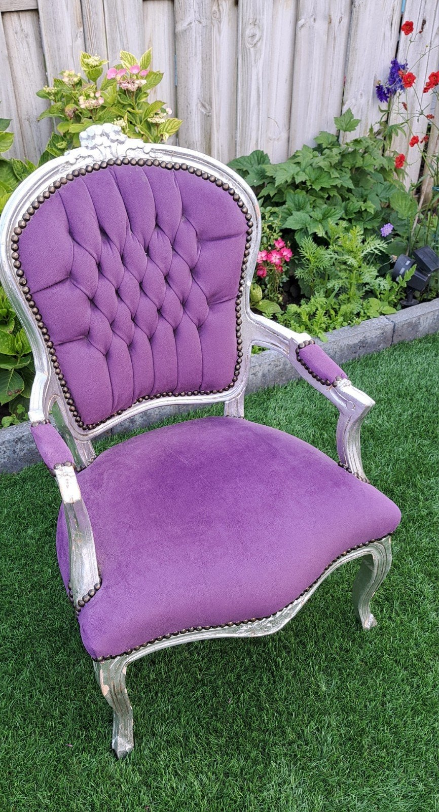 Barok Brocante Kinderstoel - Fluweel Paars, Ophalen