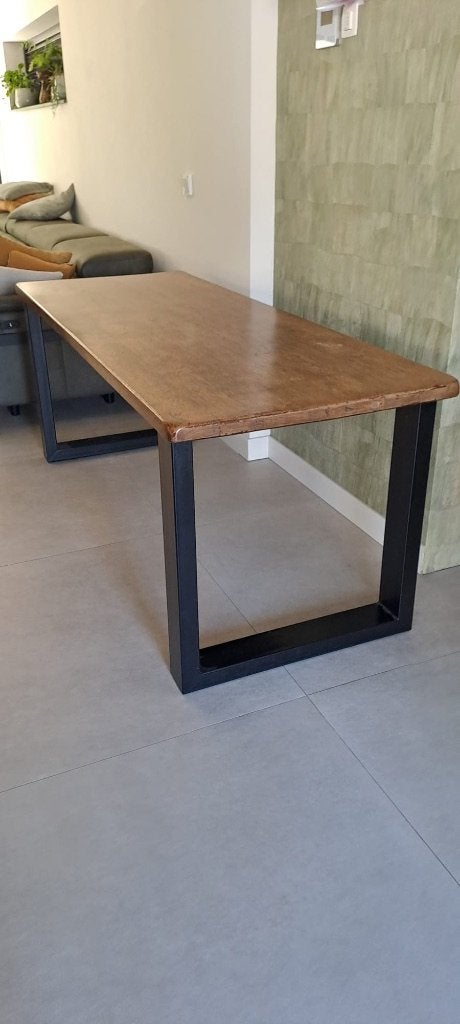 Tafel 190x75, antiek blad (metalen pote), Ophalen, Gebruikt, Modern, industrieel, 50 tot 100 cm