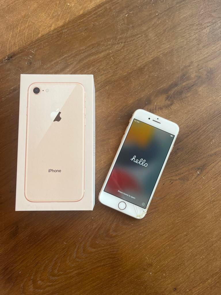 Iphone 8, 64gb, roze (beschadigd scherm), Telecommunicatie, Mobiele telefoons | Apple iPhone, Gebruikt, 64 GB, Zonder abonnement
