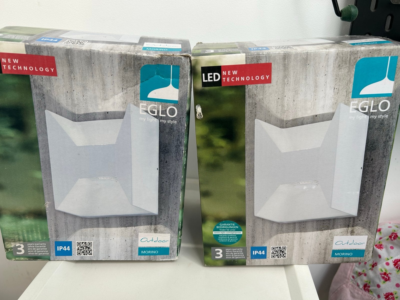 2 Nieuwe Eglo Morino Outdoor LED Wandlampen - Wit, Wit, Overige merken, Waterbestendig, Nieuw