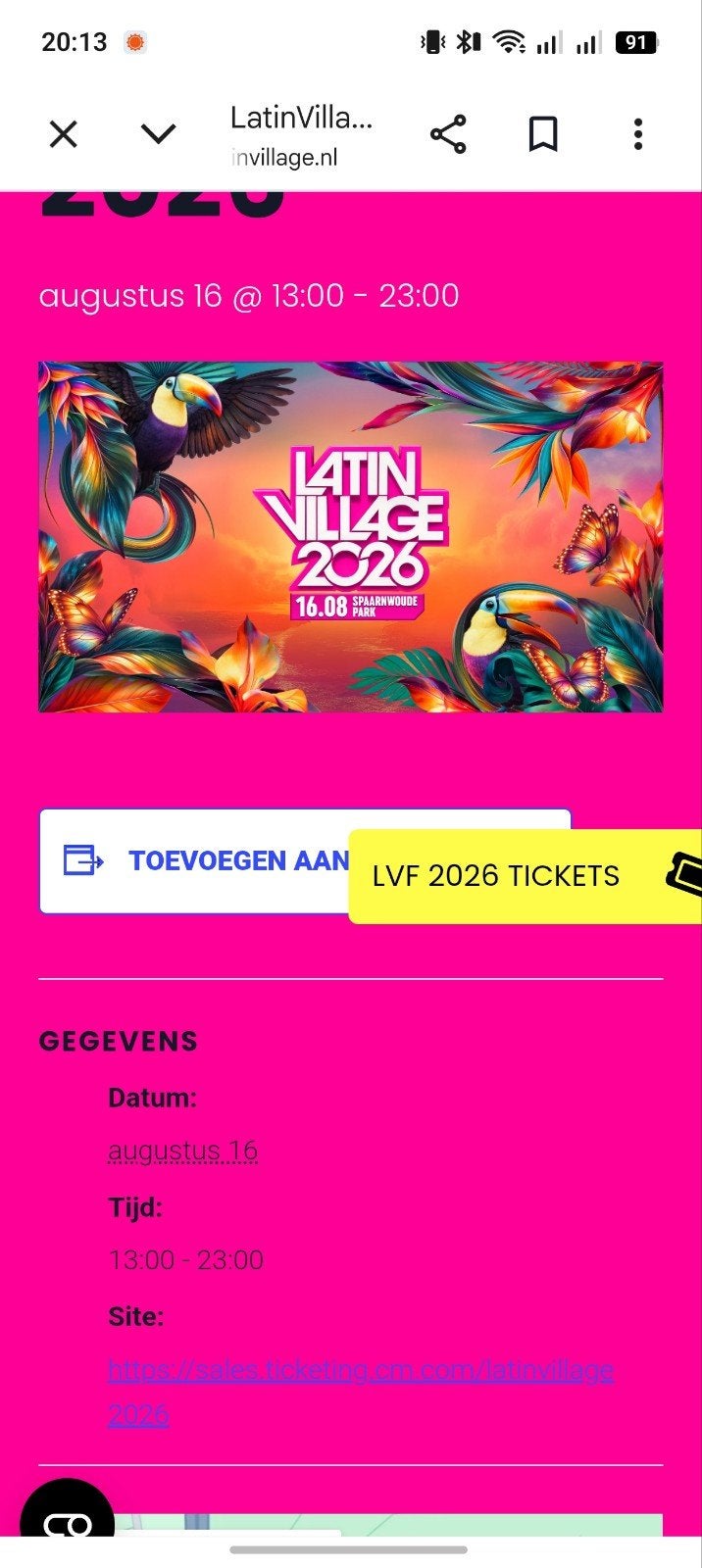 2x Latin Village Vip de luxe en parkeerkaart, Twee personen