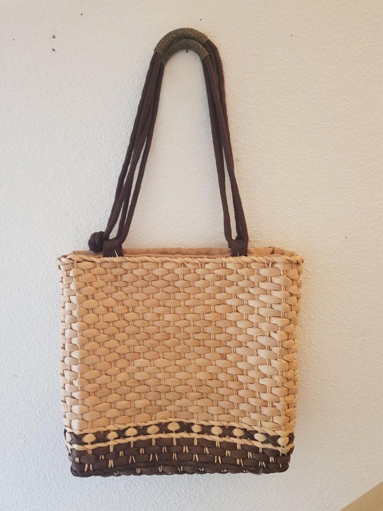water hyacint handtas schoudertas gevlochten tas retro look, Ophalen, Zo goed als nieuw, Beige, Handtas