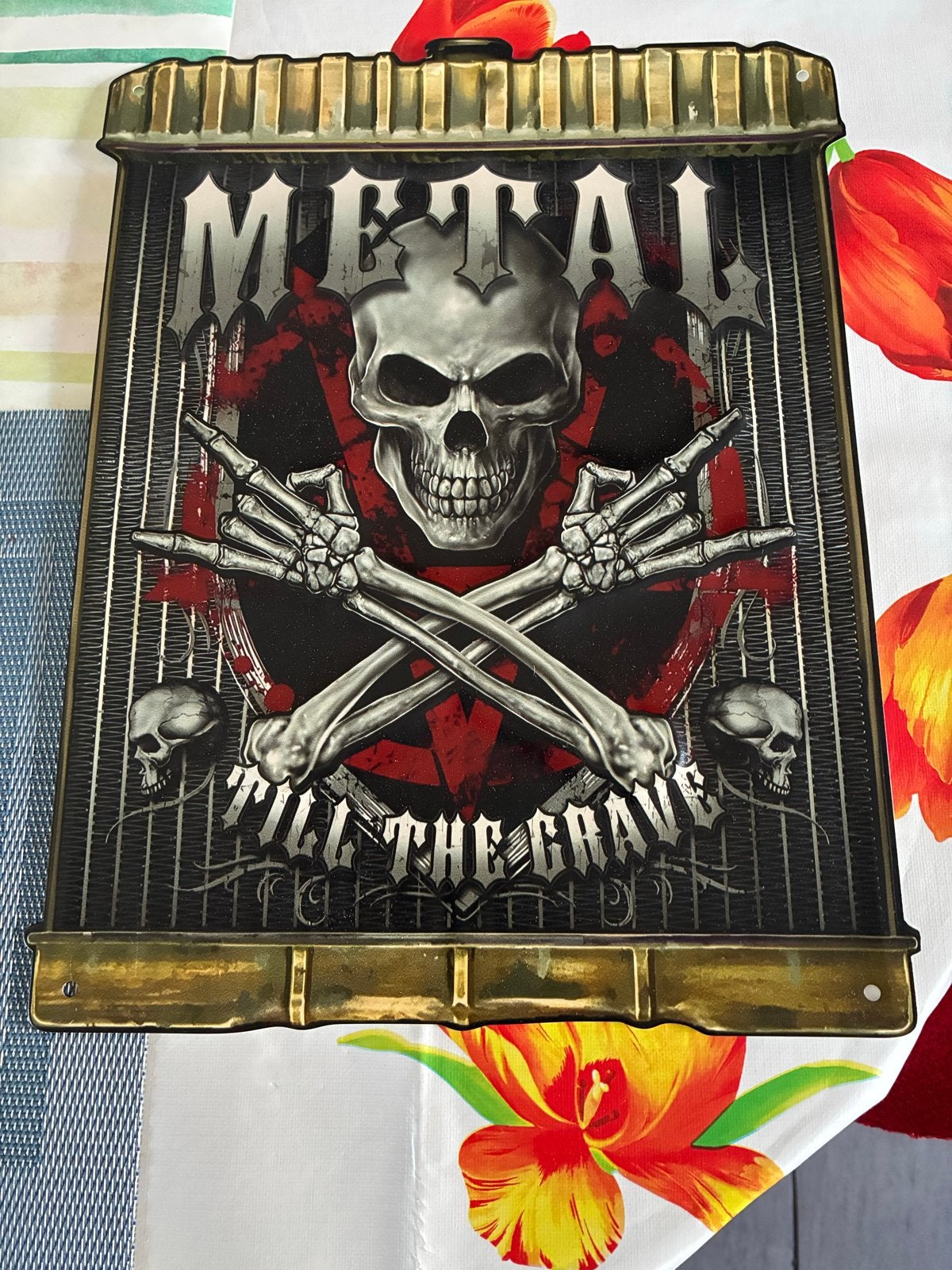 Metal Till The Grave Wanddecoratie - Skull & Skelet Handen, Ophalen of Verzenden, Nieuw