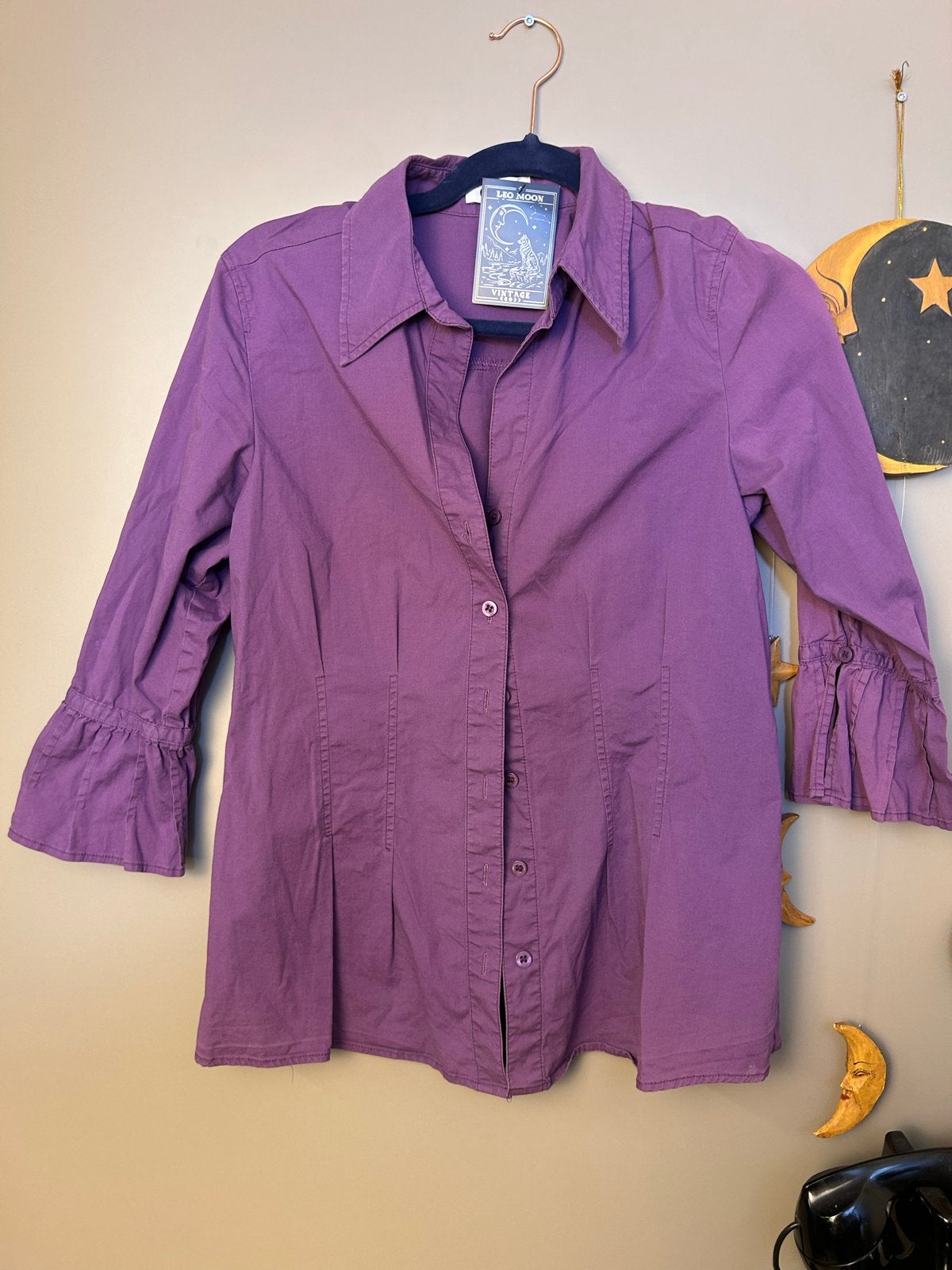 Vivien Baron paarse blouse met ruches mouwen, Ophalen of Verzenden, Zo goed als nieuw, Maat 36 (S), Paars