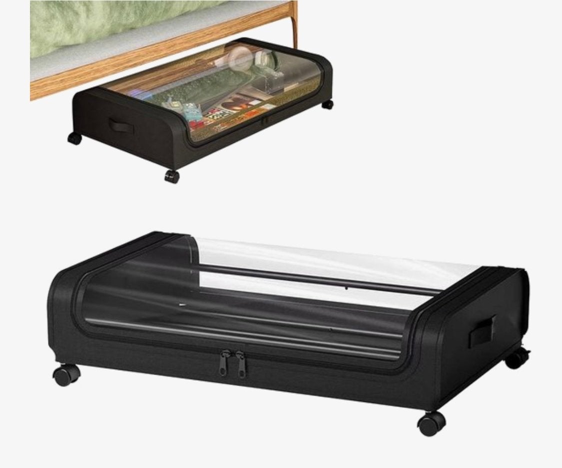 Nieuw 2 Onderbed opbergbox met wieltjes - Zwart, Ophalen of Verzenden, Nieuw, Zwart, Metaal