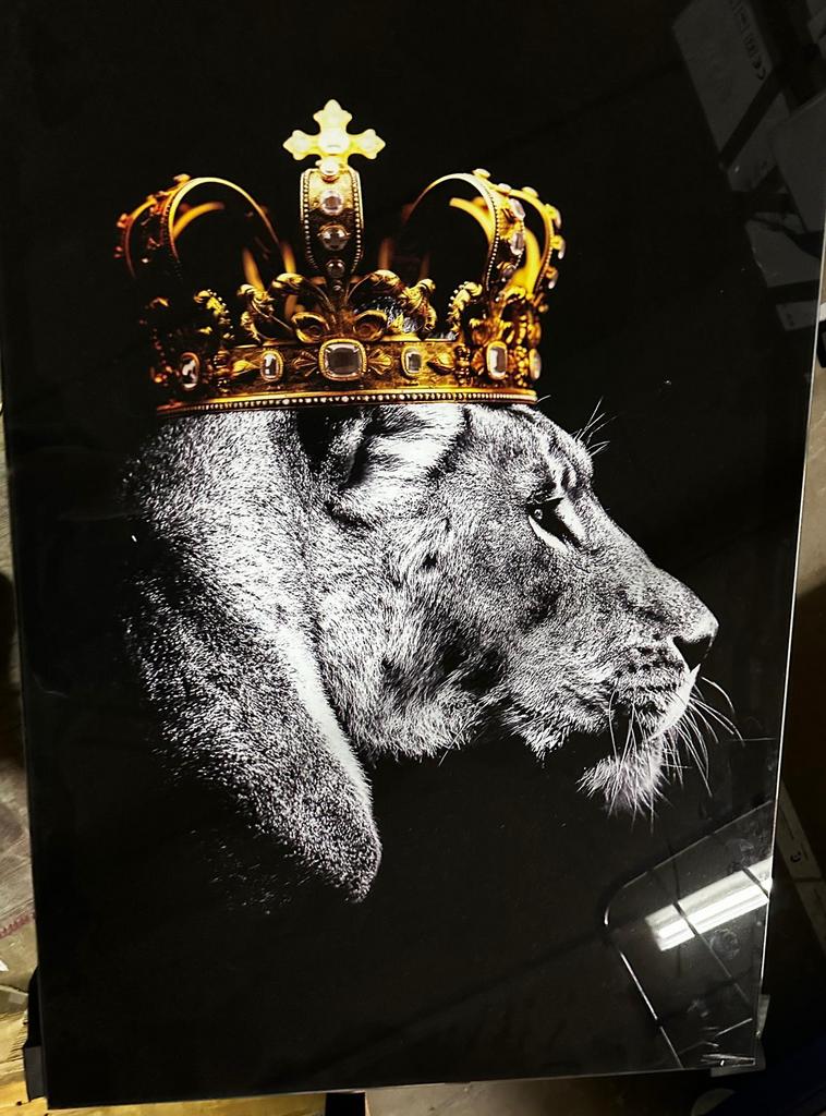 Glasschilderij 60x90cm lion king, Ophalen of Verzenden
