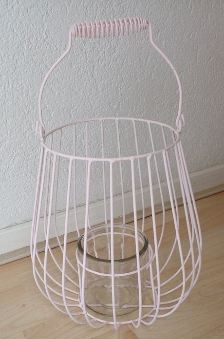 Roze metalen WINDLICHT Hangend of staand, Ophalen of Verzenden, Zo goed als nieuw, Metaal, Kandelaar