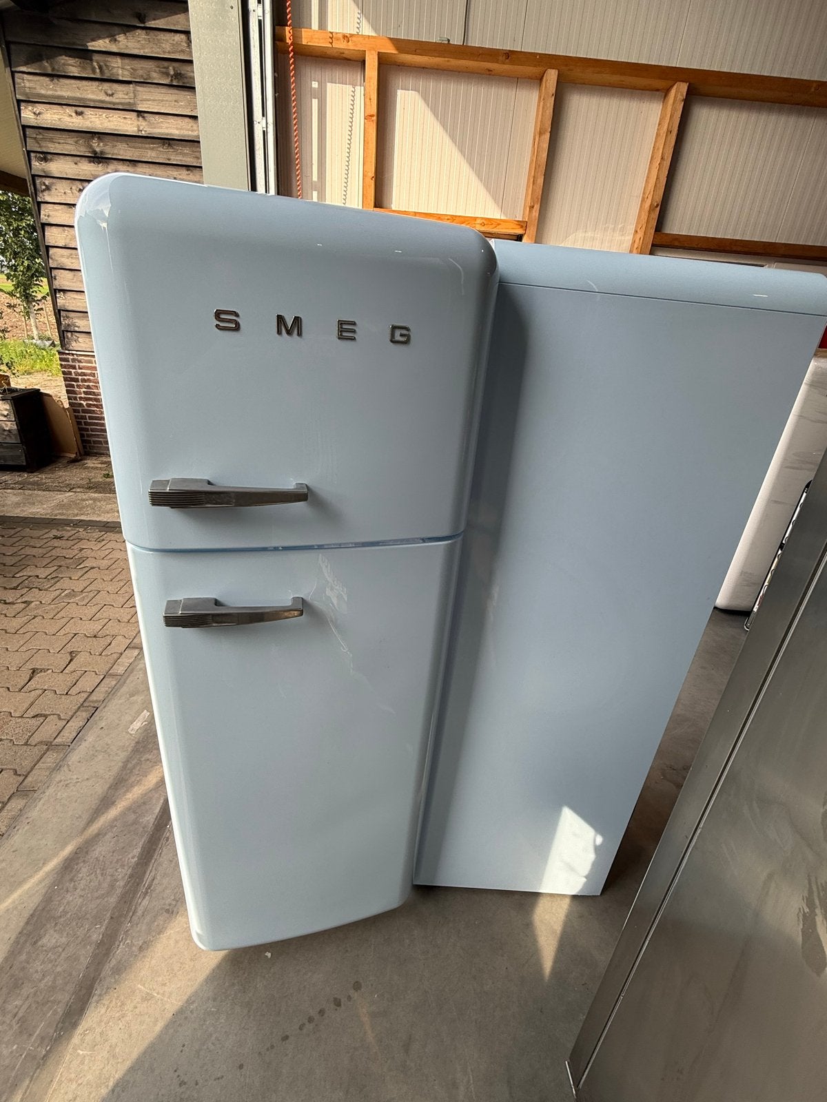 Smeg Koelkast met Vriezer - Lichtblauw Retro Design, 150 tot 200 liter, Bella, Ophalen of Verzenden, Zo goed als nieuw