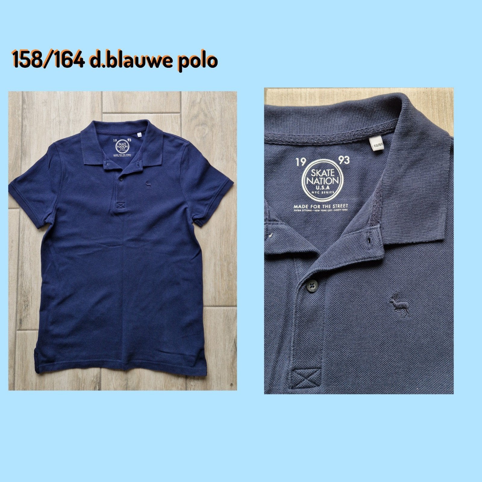 158/164 Nette d.blauwe skate nation polo, Ophalen of Verzenden, Zo goed als nieuw, Jongen, Shirt of Longsleeve
