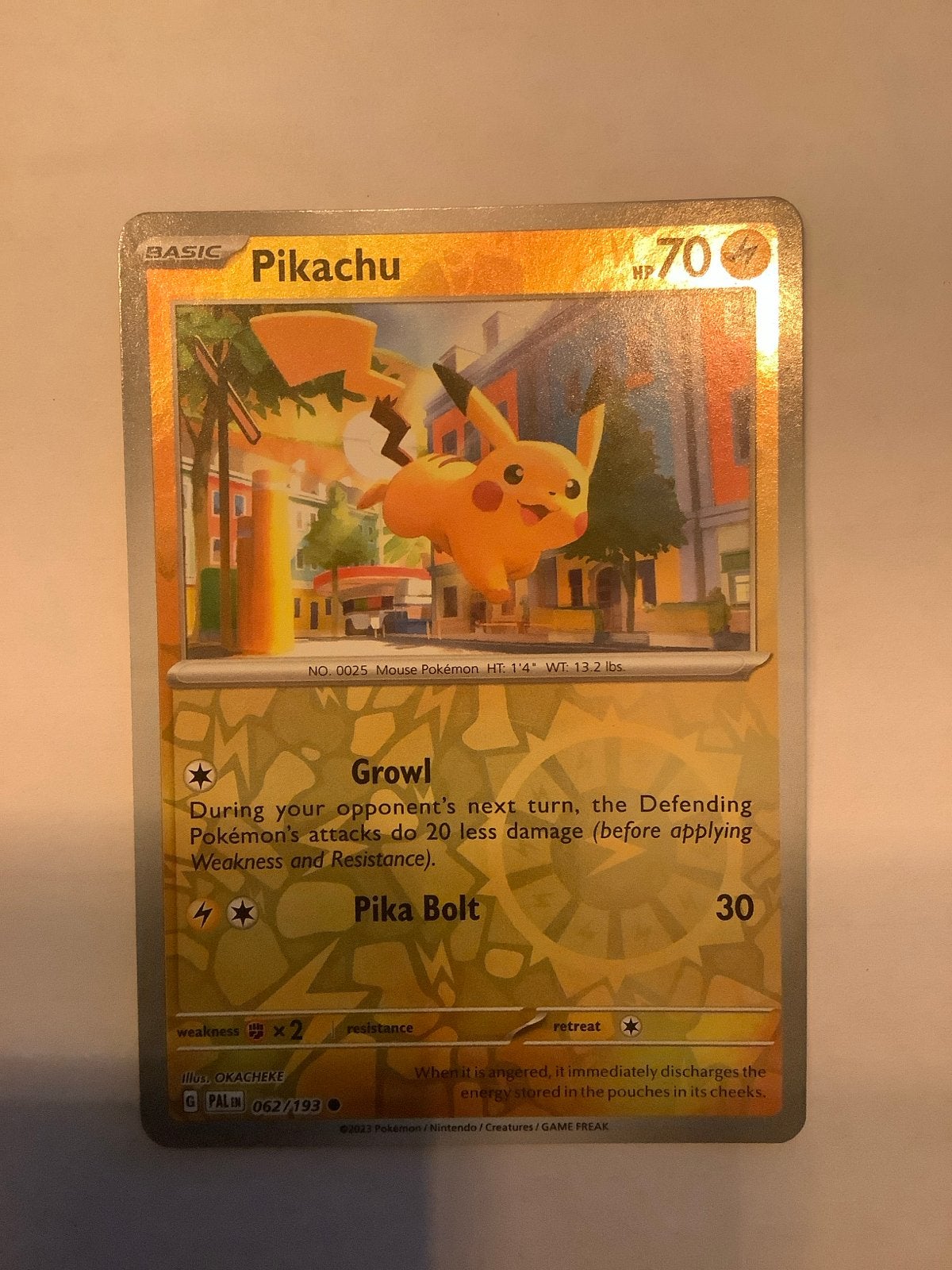 Pikachu 062/193 - Pokémon Kaart - Basic - 70 HP, Ophalen of Verzenden, Zo goed als nieuw, Losse kaart, Foil
