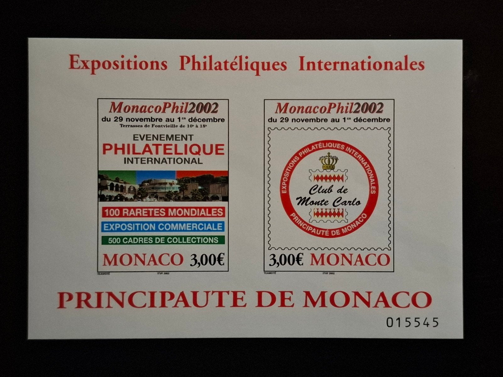 Monaco 2002 MonacoPhil'02, Ophalen of Verzenden, Monaco, Postfris