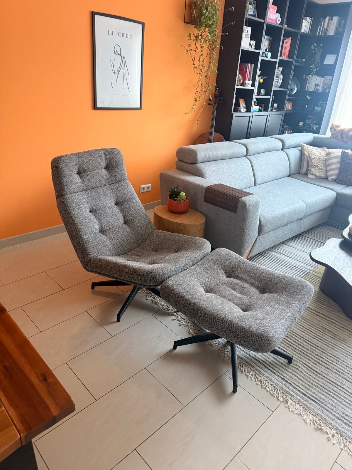 Ikea Havberg Lounge Stoel met Voetenbank - Zo goed als nieuw, Huis en Inrichting, Ophalen, 75 tot 100 cm, Zo goed als nieuw, Stof
