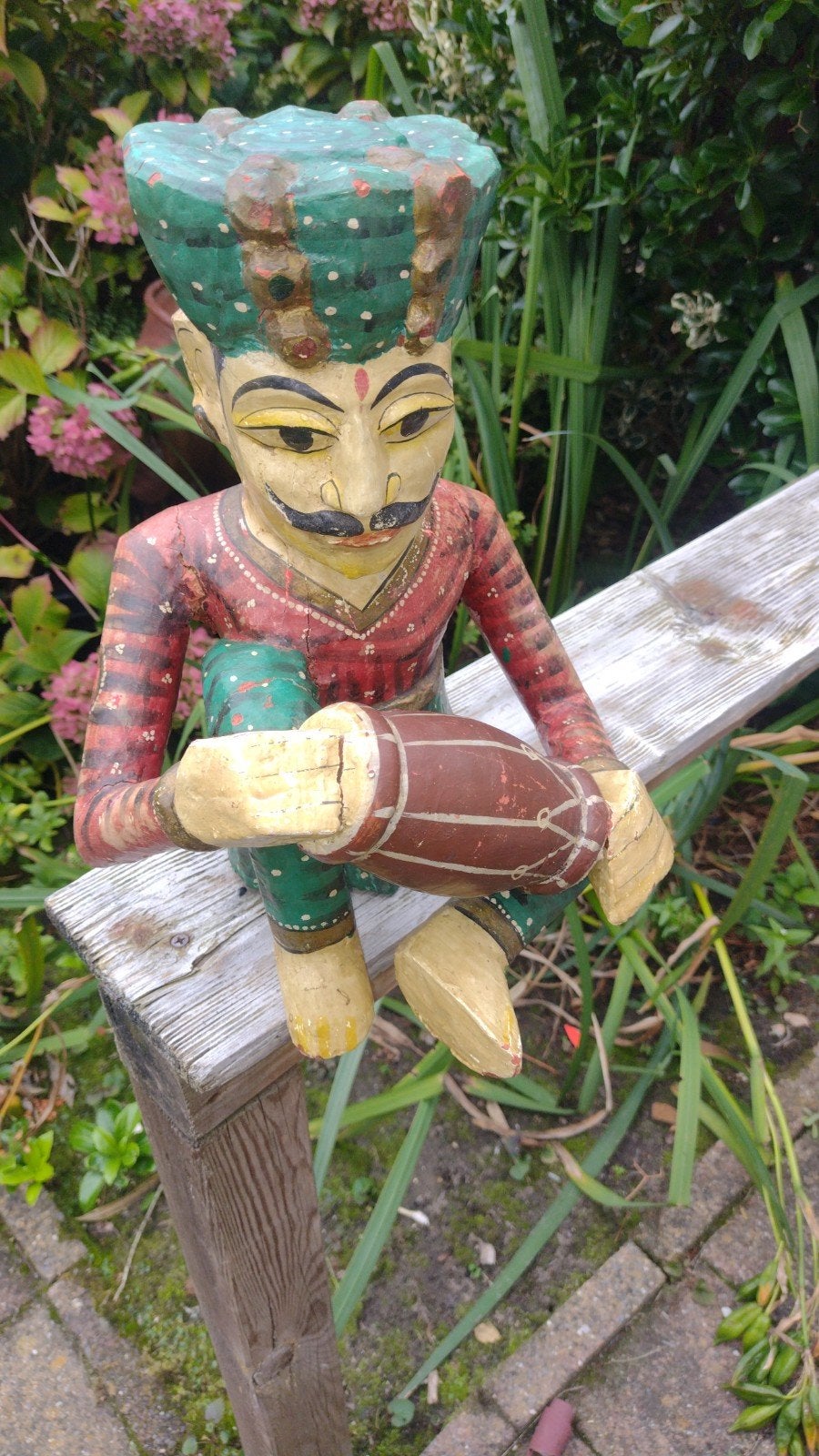 traditionele Rajasthani muzikant vintage houten beeld, Ophalen of Verzenden, Hout