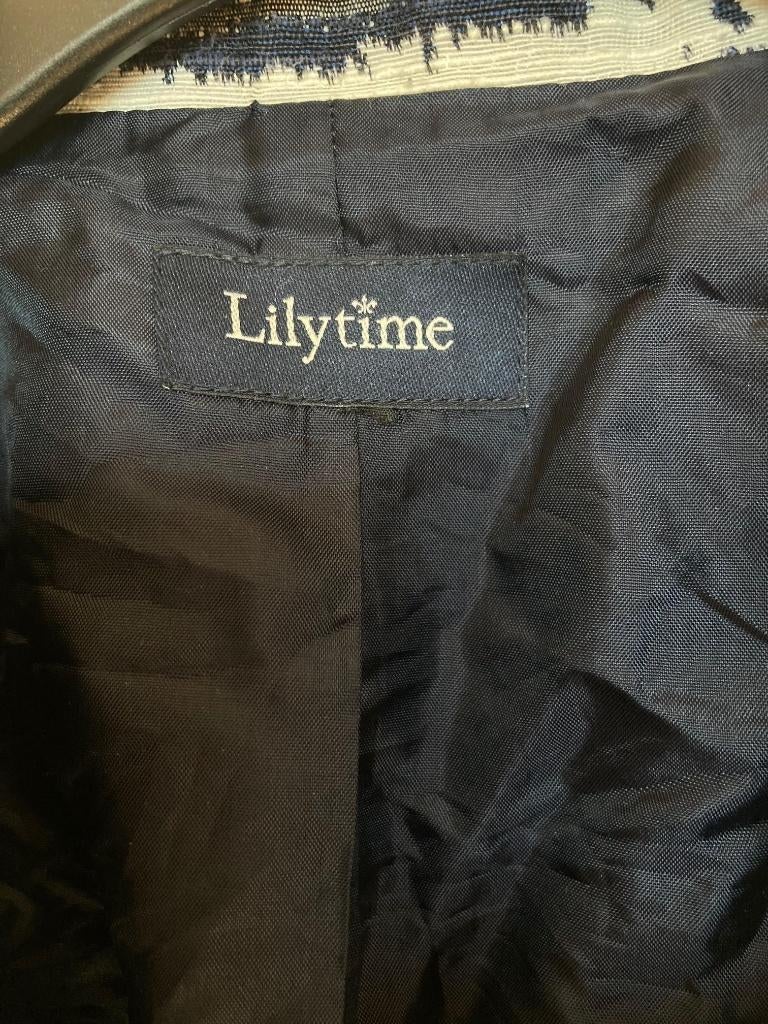 Lilytime donkerblauw wit blazer linnenstructuur maat 44/46, Lilyfield, Blauw, Maat 42/44 (L), " Apeldoornseweg 3 a, 8075BM Elspeet"