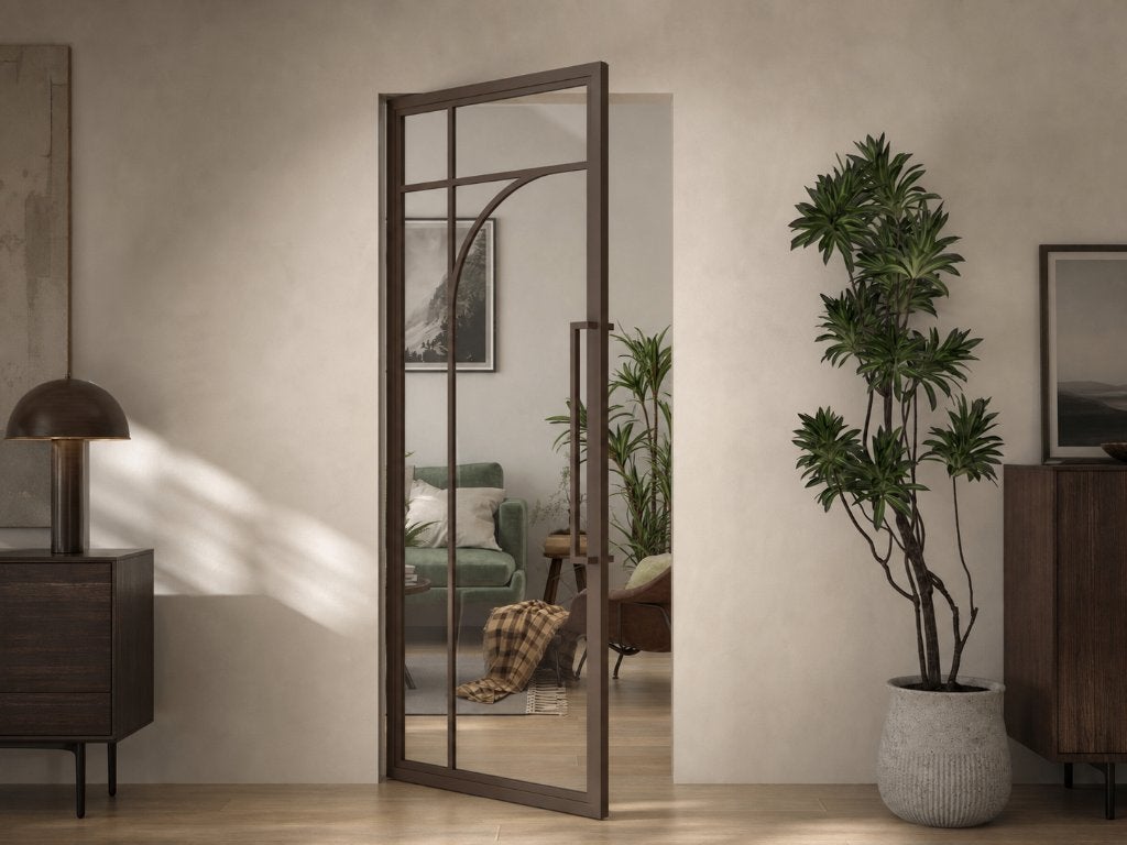 NIEUW: Bronzen taatsdeur met boog en kruisvlak, 80 tot 100 cm, 215 cm of meer, Binnendeur, Nieuw