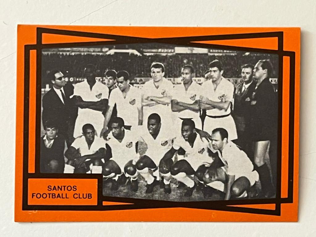 Zeldzaam voetbalplaatje Pelé, Santos Football Club Monty Gum, Verzenden, Gebruikt, Buitenlandse clubs