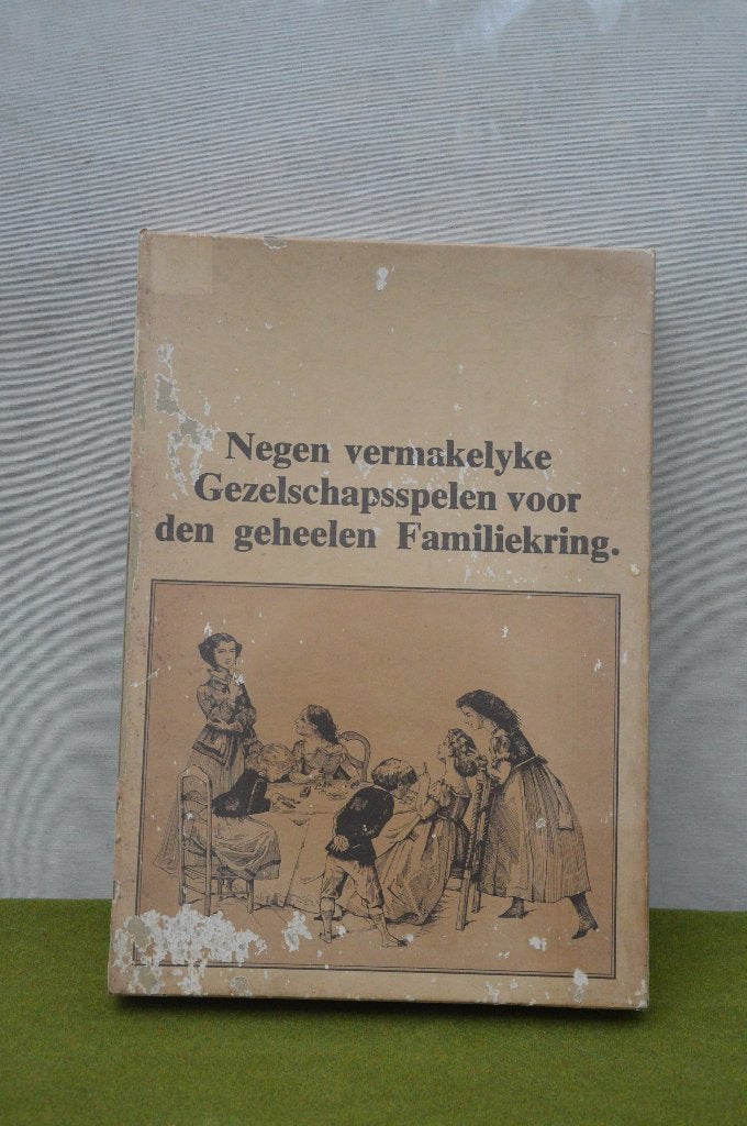 vintage bordspel: Negen vermakelyke Gezelschapsspelen voor d, Een of twee spelers, Ophalen of Verzenden, Gebruikt, Jumbo