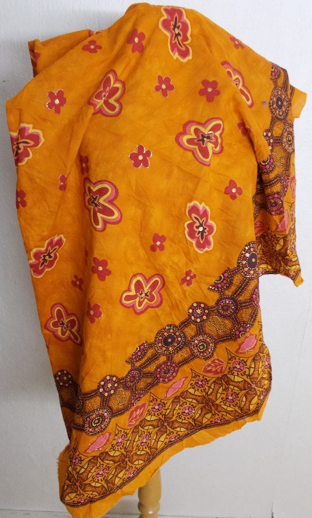 Bohemian oranje bewerkt 100% katoenen rond tafelkleed, Verzenden, Zo goed als nieuw, Rond