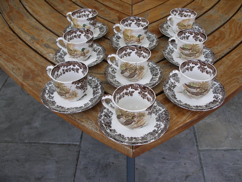 Royal Worcester Palissy Engels jachtservies kop en schotel., Ophalen of Verzenden, Zo goed als nieuw, Overige stijlen, Kop(pen) en/of Schotel(s)