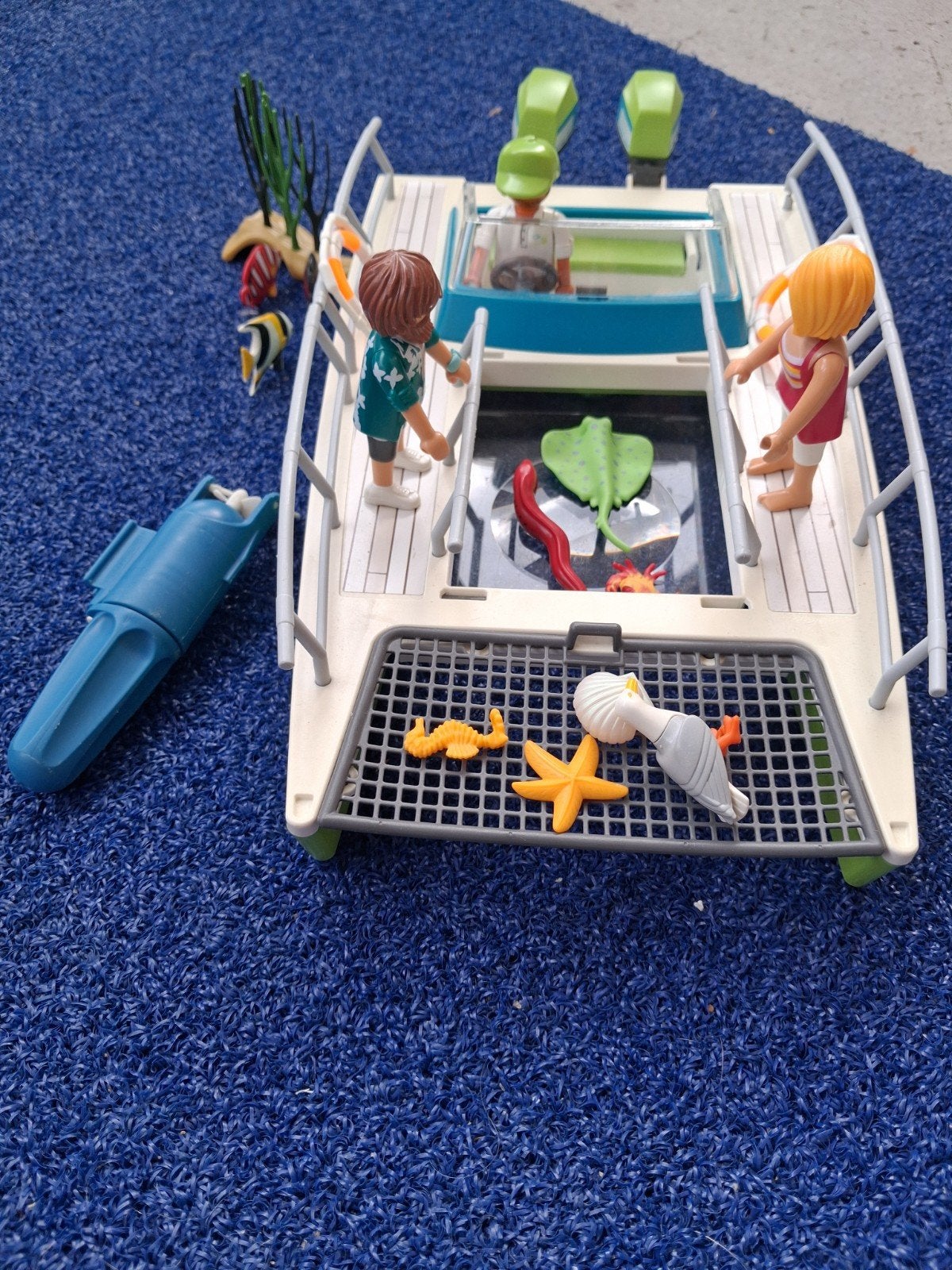 Playmobil boot met glazen bodem, met figuren en zeedieren, Ophalen of Verzenden, Gebruikt