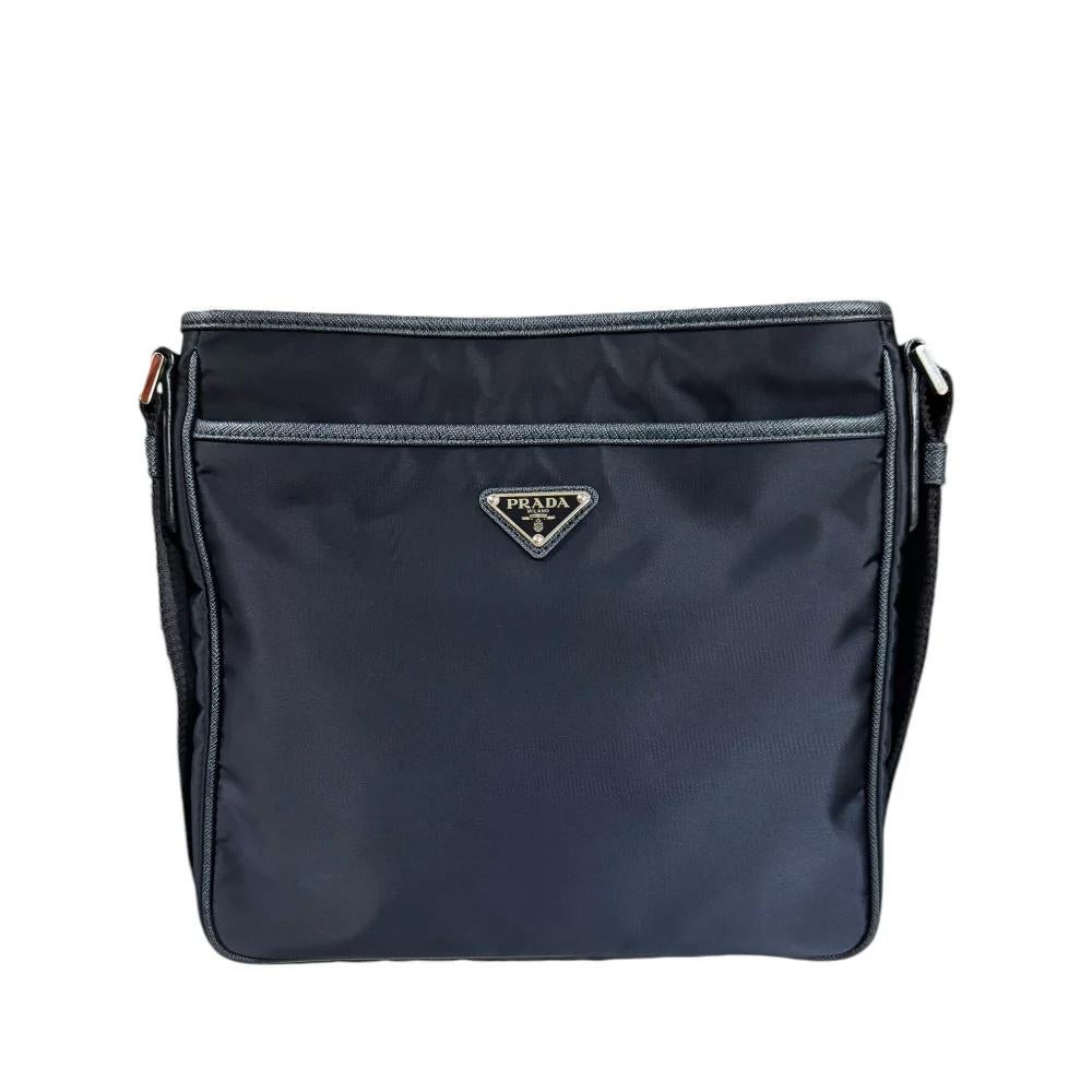 PRADA SHOULDER BAG NYLON NAVY UNISEX, Ophalen of Verzenden, Zo goed als nieuw, Blauw, Heer of Dame