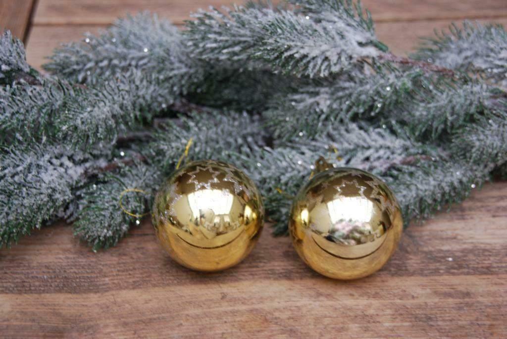 2 Kerstballen goudkleur (kunsstof), Diversen, Kerst, Ophalen of Verzenden, Nieuw