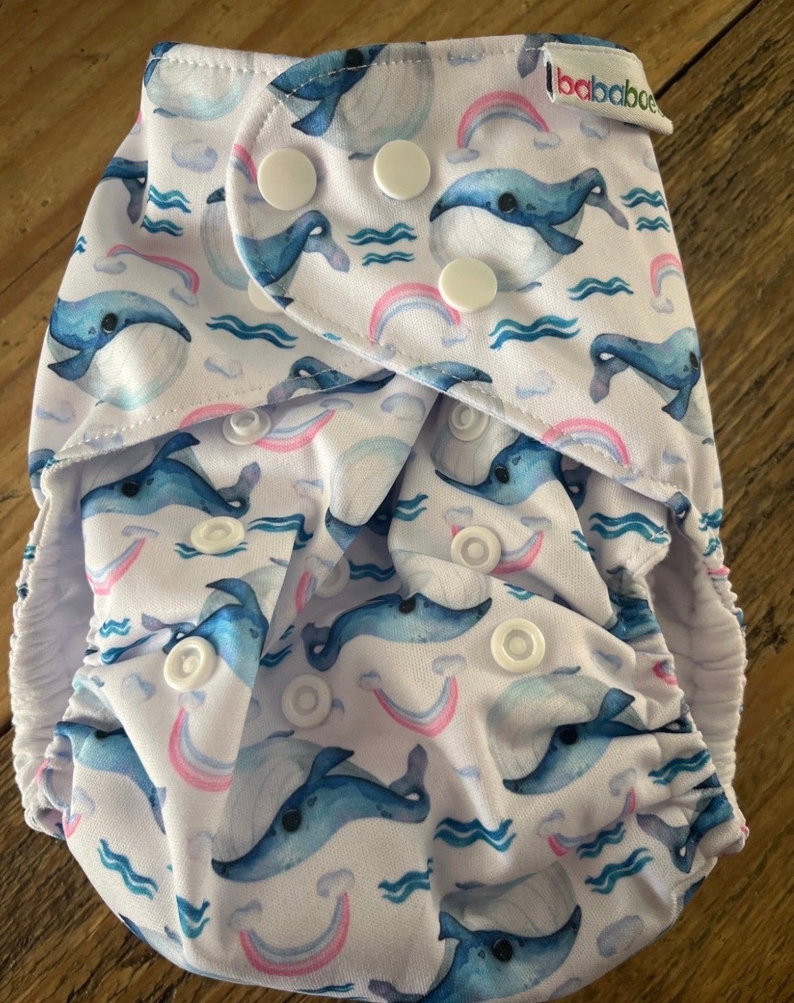 Bababoe wasbare luier met walvissen en regenbogen, Ophalen of Verzenden, Nieuw