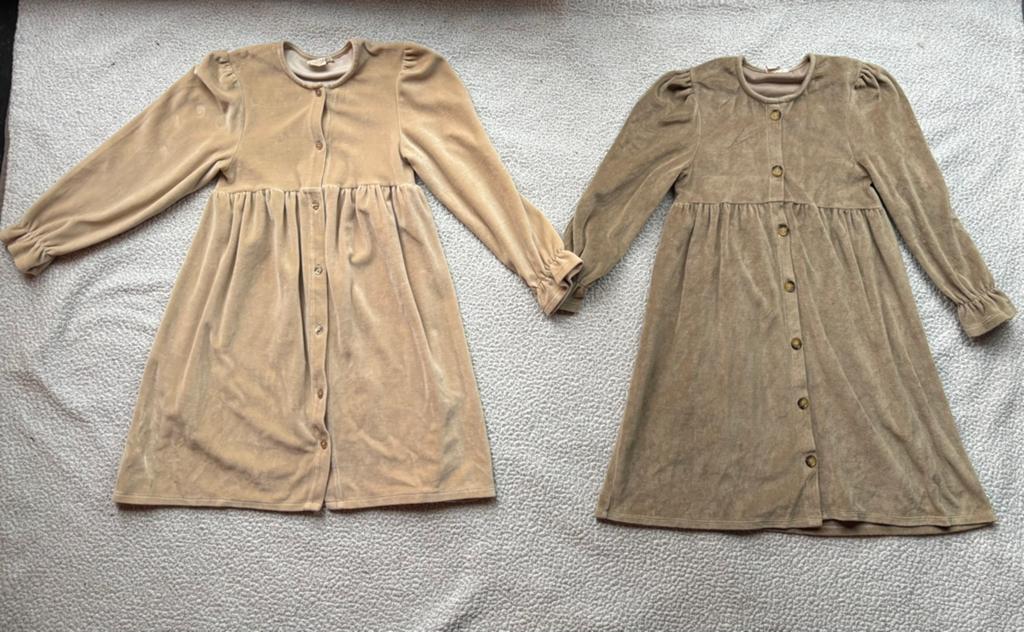 2 Velvet jurken Navy Natural 134-140, Kinderen en Baby's, Kinderkleding | Maat 134, Ophalen of Verzenden, Zo goed als nieuw, Meisje