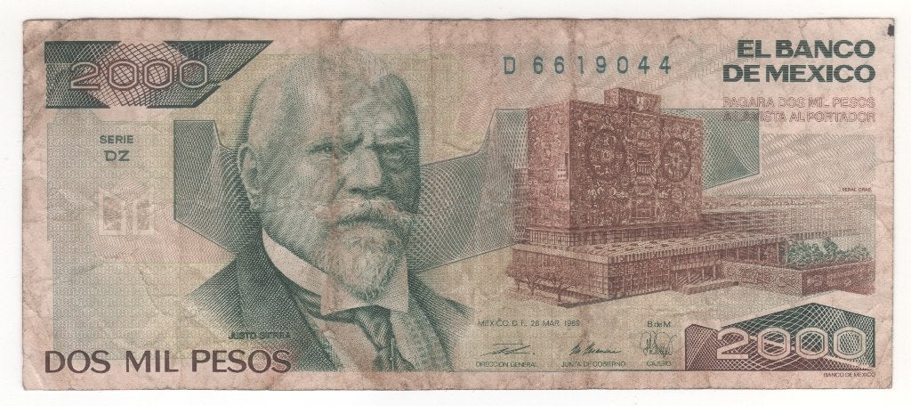 2000 pesos Mexico 1989 (BB 32), Ophalen of Verzenden, Midden-Amerika, Los biljet