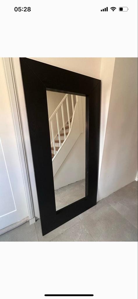 IKEA Pas spiegel met houten frame - Zwartbruin, Ophalen, Gebruikt, 150 tot 200 cm, Rechthoekig