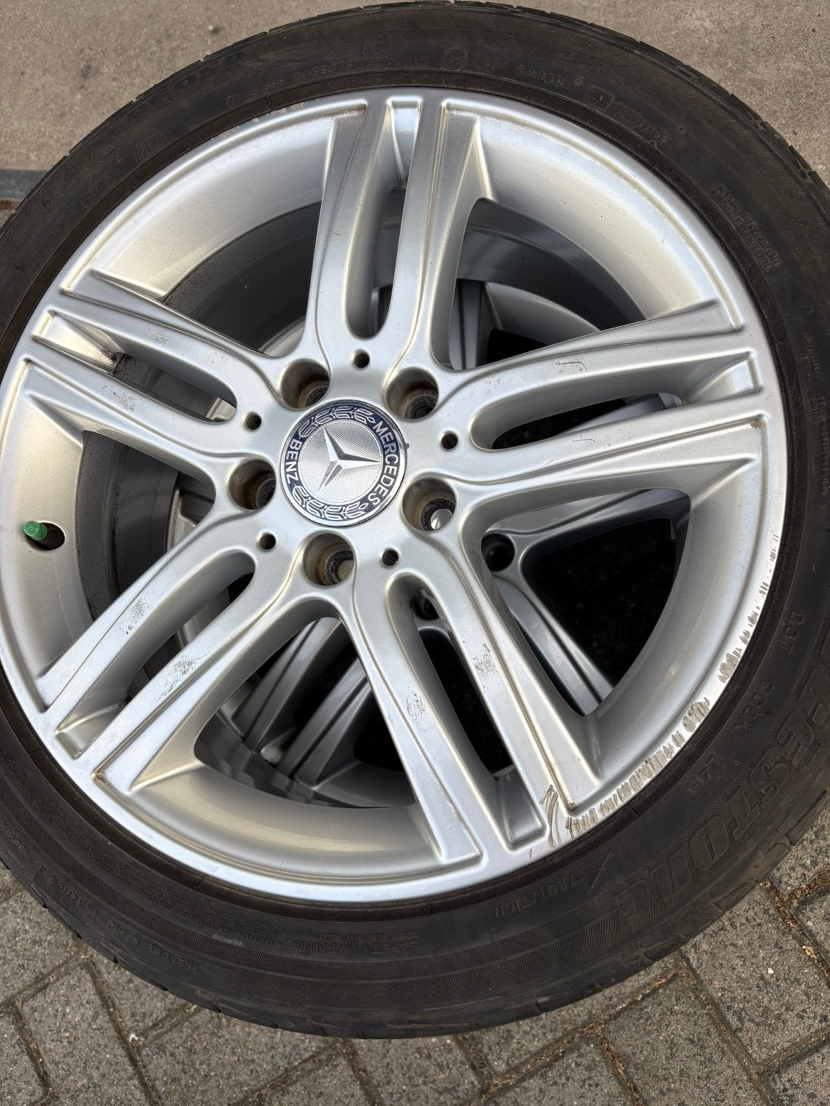 Mercedes velgen met banden 215-45-17-87 5x112, Ophalen, 215 mm, 17 inch, Band(en)