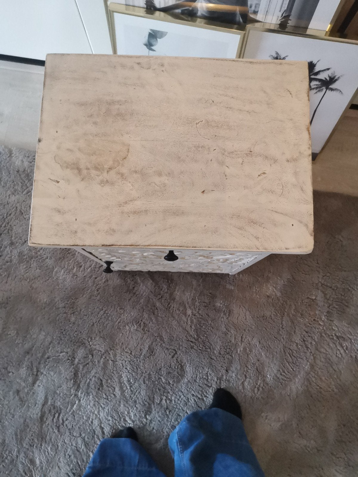Decoratief nachtkastje met lade en deurtje, Ophalen, Gebruikt, Minder dan 45 cm, 55 tot 70 cm