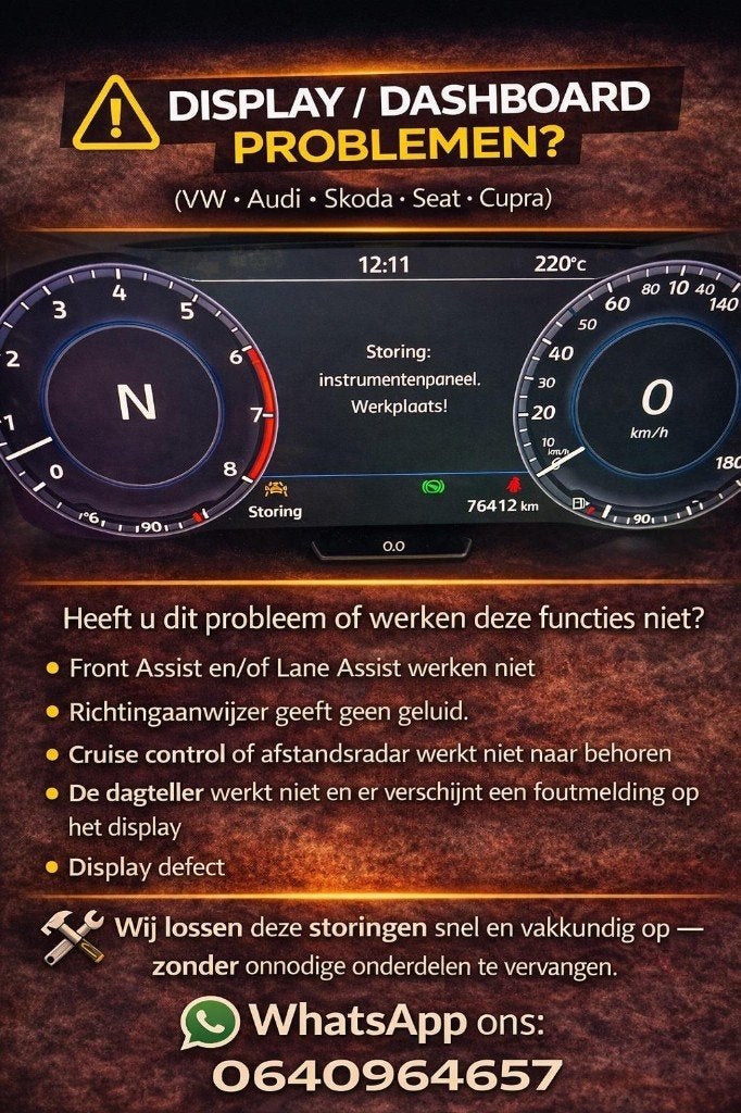 Dashboard Reparatie Audi VW Seat Skoda | Virtual Cockpit, Auto-onderdelen, Dashboard en Schakelaars, Ophalen, Nieuw, Volkswagen