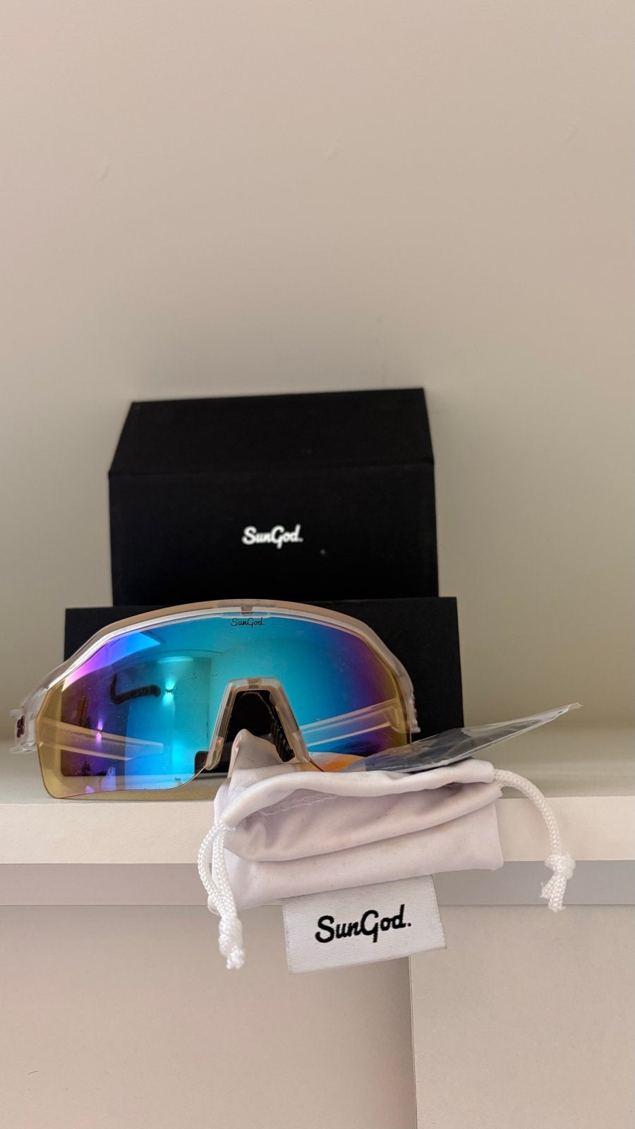 Sungod Velans Sportbril - 8KO Iris HV Blue Lens, Sport en Fitness, Wielrennen, Ophalen of Verzenden, Zo goed als nieuw