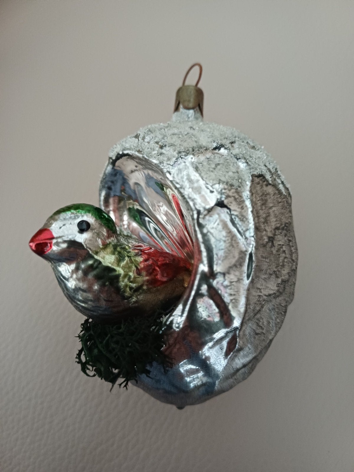 Vintage kerstbal van glas, Ophalen of Verzenden, Gebruikt