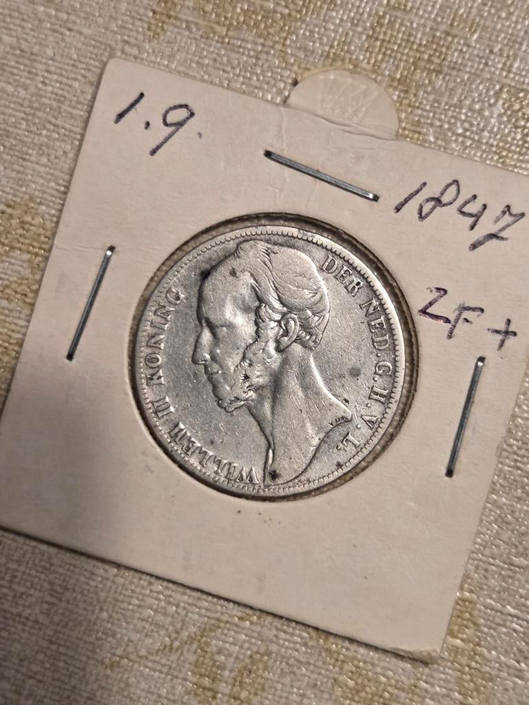 Zilveren 1 Gulden Willem II 1847 Zeldzaam Muntstuk, Postzegels en Munten, Munten | Nederland, 1 gulden, Zilver, Ophalen of Verzenden