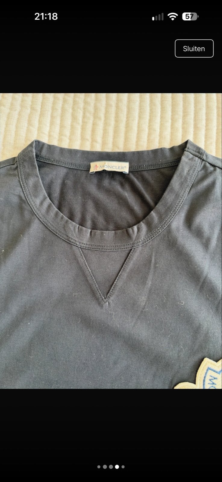 Moncler T-shirt Maat L Zwart, Ophalen of Verzenden, Zo goed als nieuw, Maat 52/54 (L), Zwart