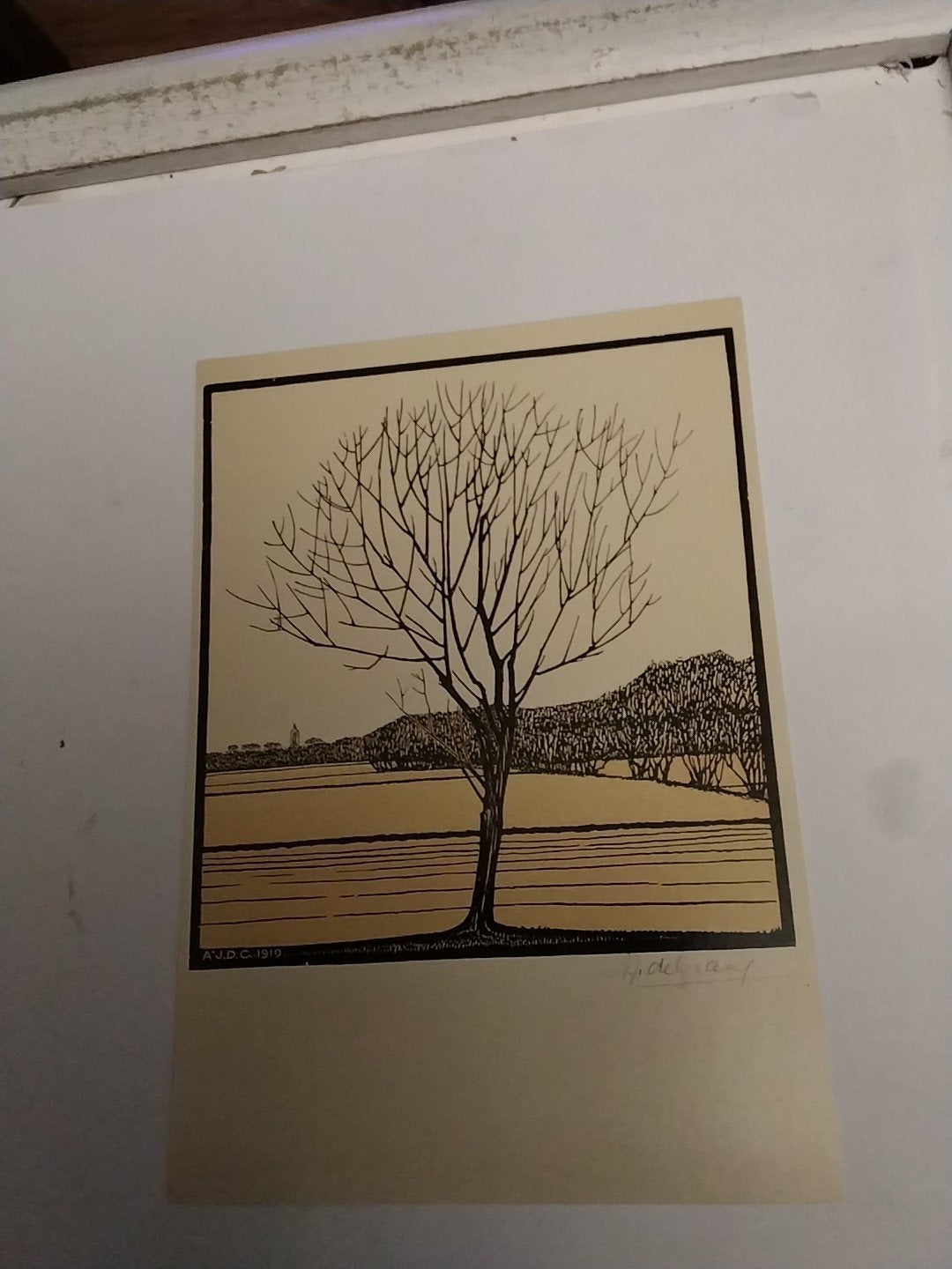 Julie de Graag - Kale boom in landschap, 1919 (Reproductie), Ophalen of Verzenden