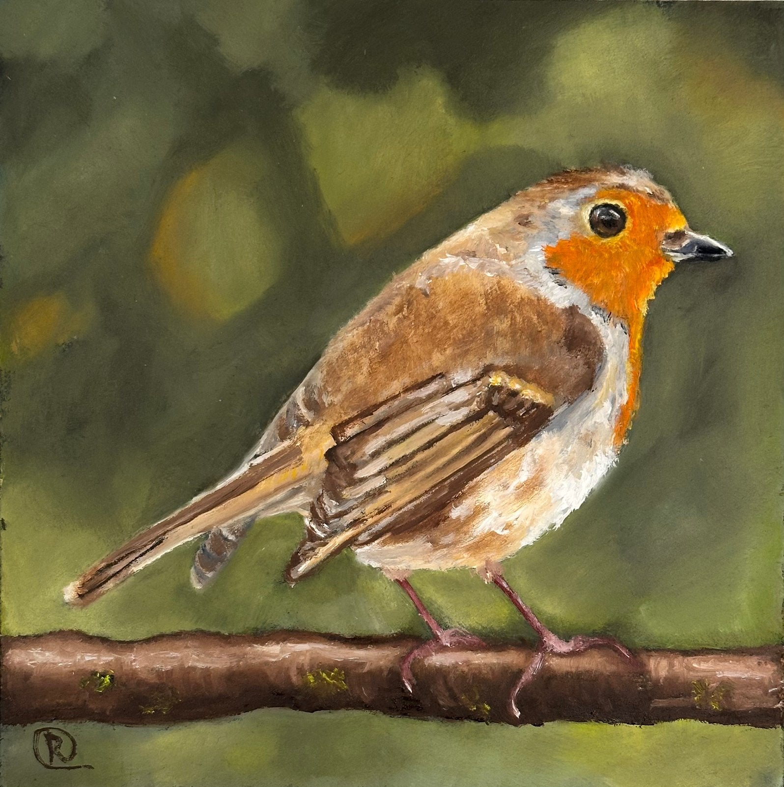 Roodborstje vogel woods, Ophalen of Verzenden, Dieren, Olieverf, Overige materialen
