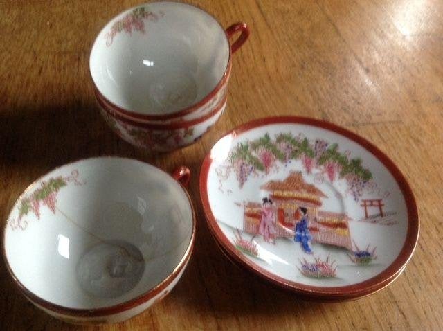 Chinees porcelein, 3 kop en schotels, Ophalen of Verzenden