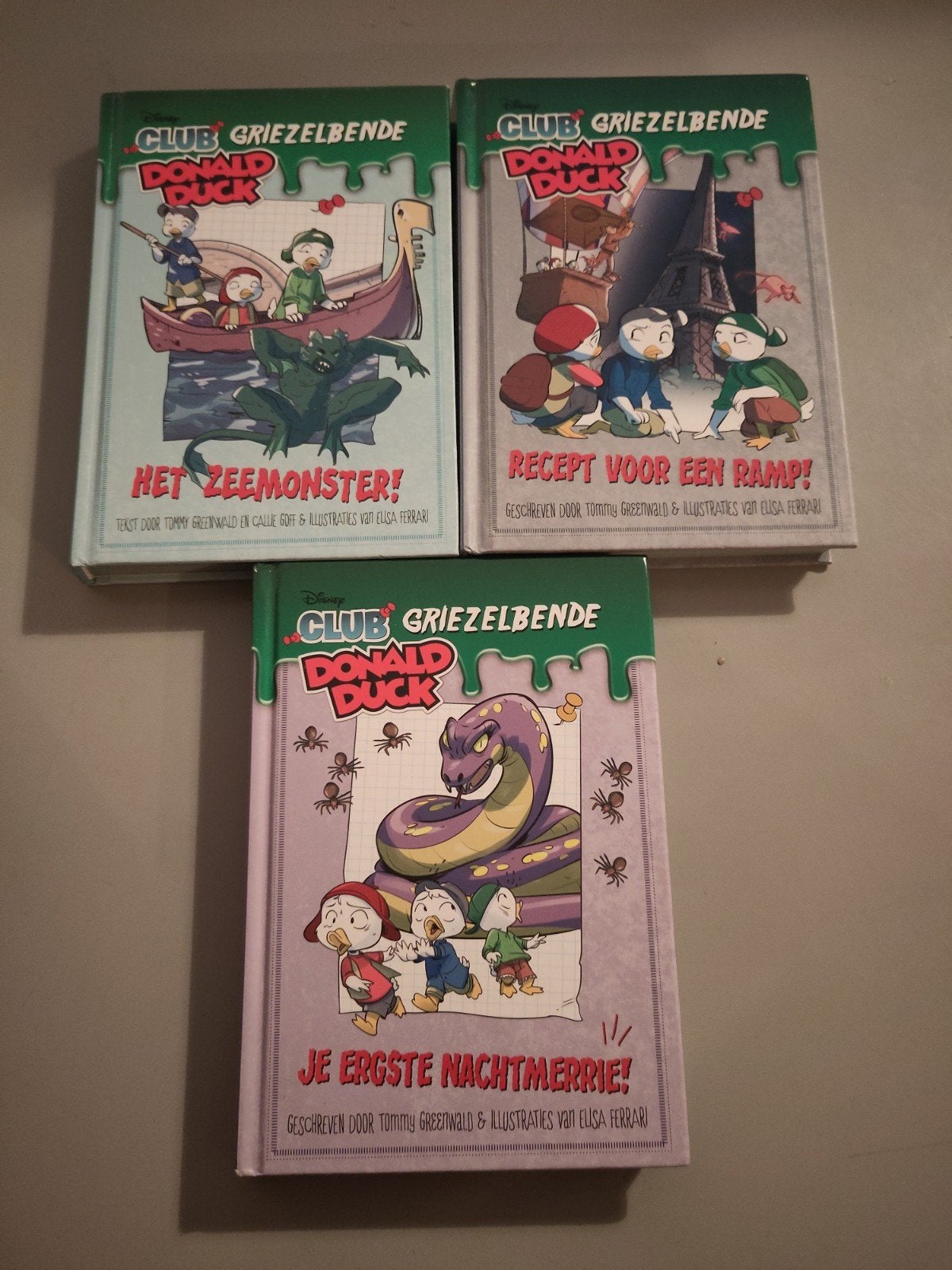 Club Griezelbende Donald Duck - 3 boeken, Ophalen of Verzenden, Zo goed als nieuw, Tommy Greenwald, Fictie algemeen