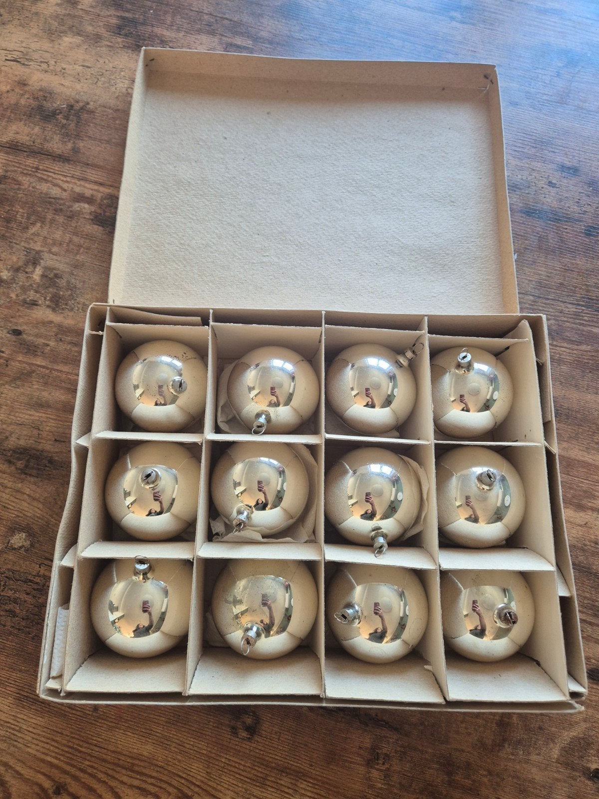 12 Vintage glazen kerstballen zilveren spiegelballen, Ophalen