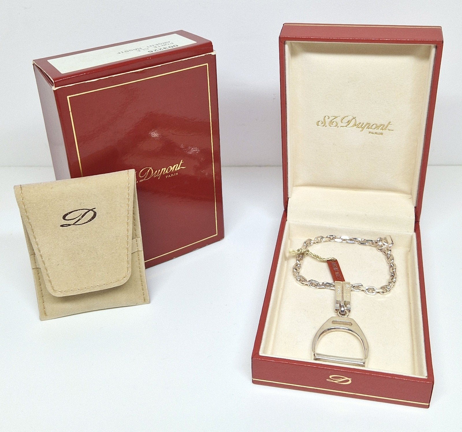 S.T. Dupont stijgbeugel Porte-clés / sleutelhanger zilver., Antiek en Kunst, Ophalen of Verzenden, Zilver