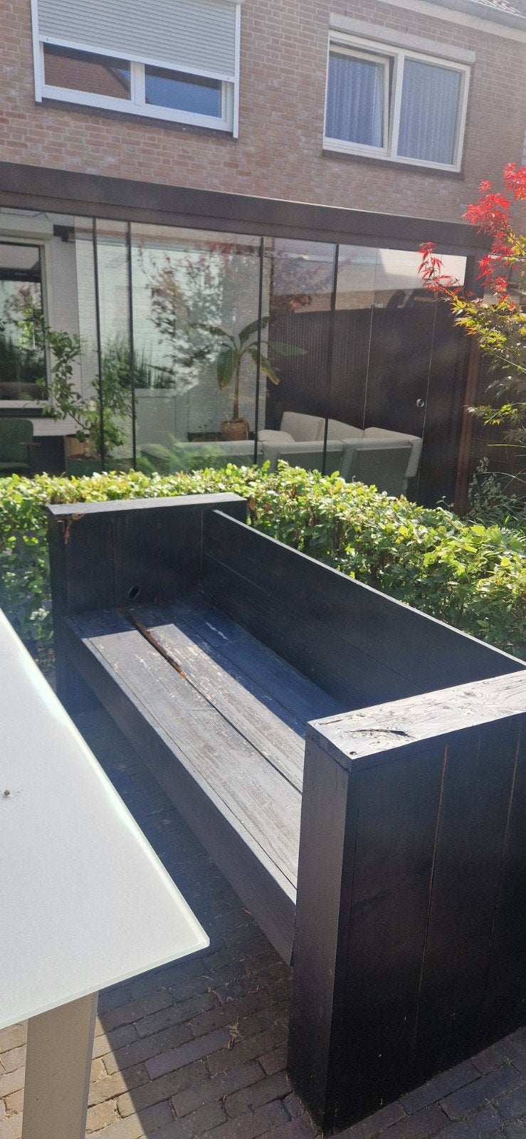 GRATIS Steigerhouten tuinbank, Ophalen, Gebruikt, 150 tot 200 cm, Hout