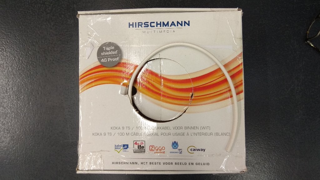 Hirschmann Koka 9 TS coaxkabel - 4G Proof - 73 meter - NIEUW, Ophalen of Verzenden, Nieuw, 10 meter of meer, Coaxiale kabel