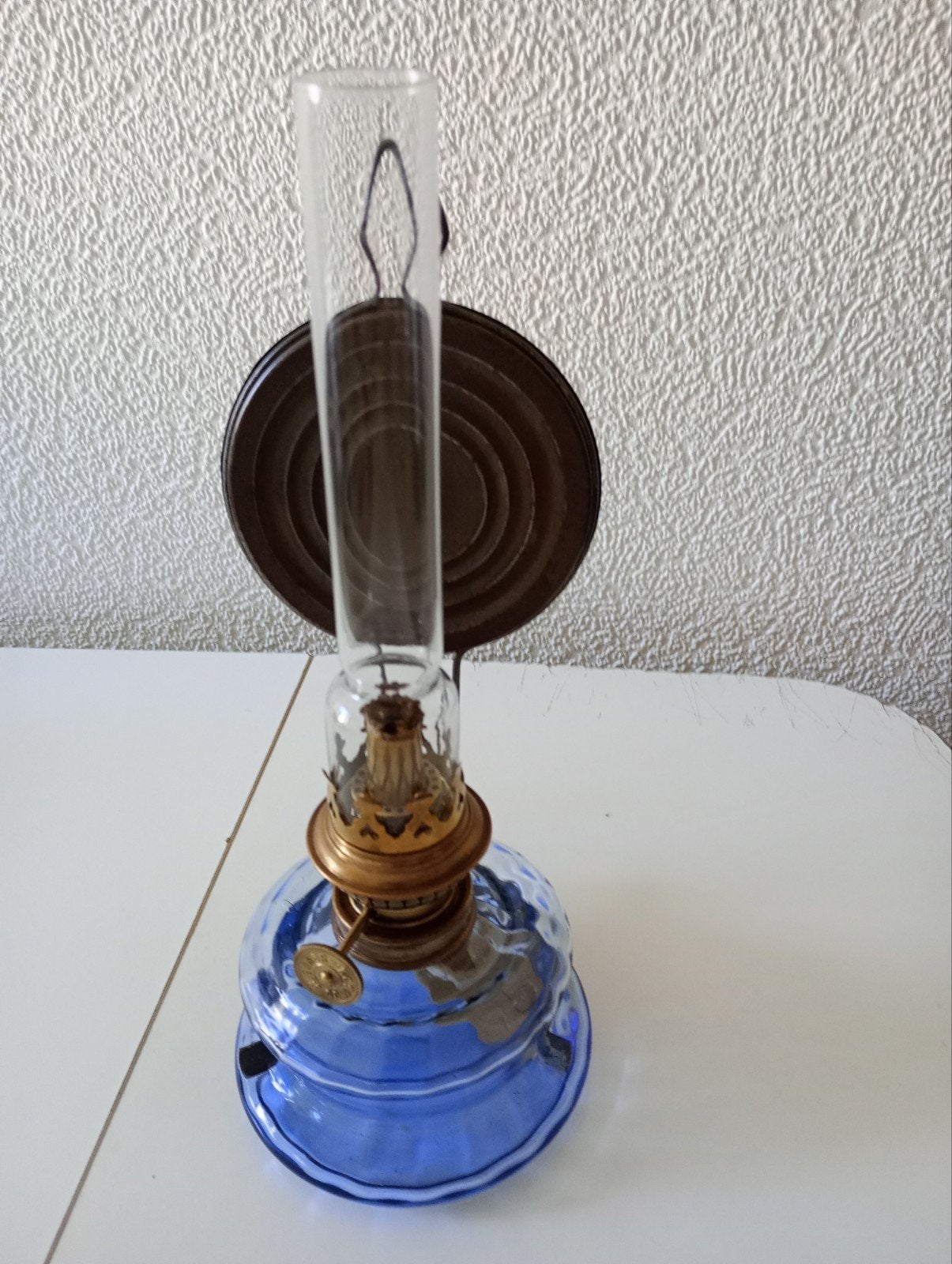 Antieke blauwe olielampje - blaker, Ophalen of Verzenden